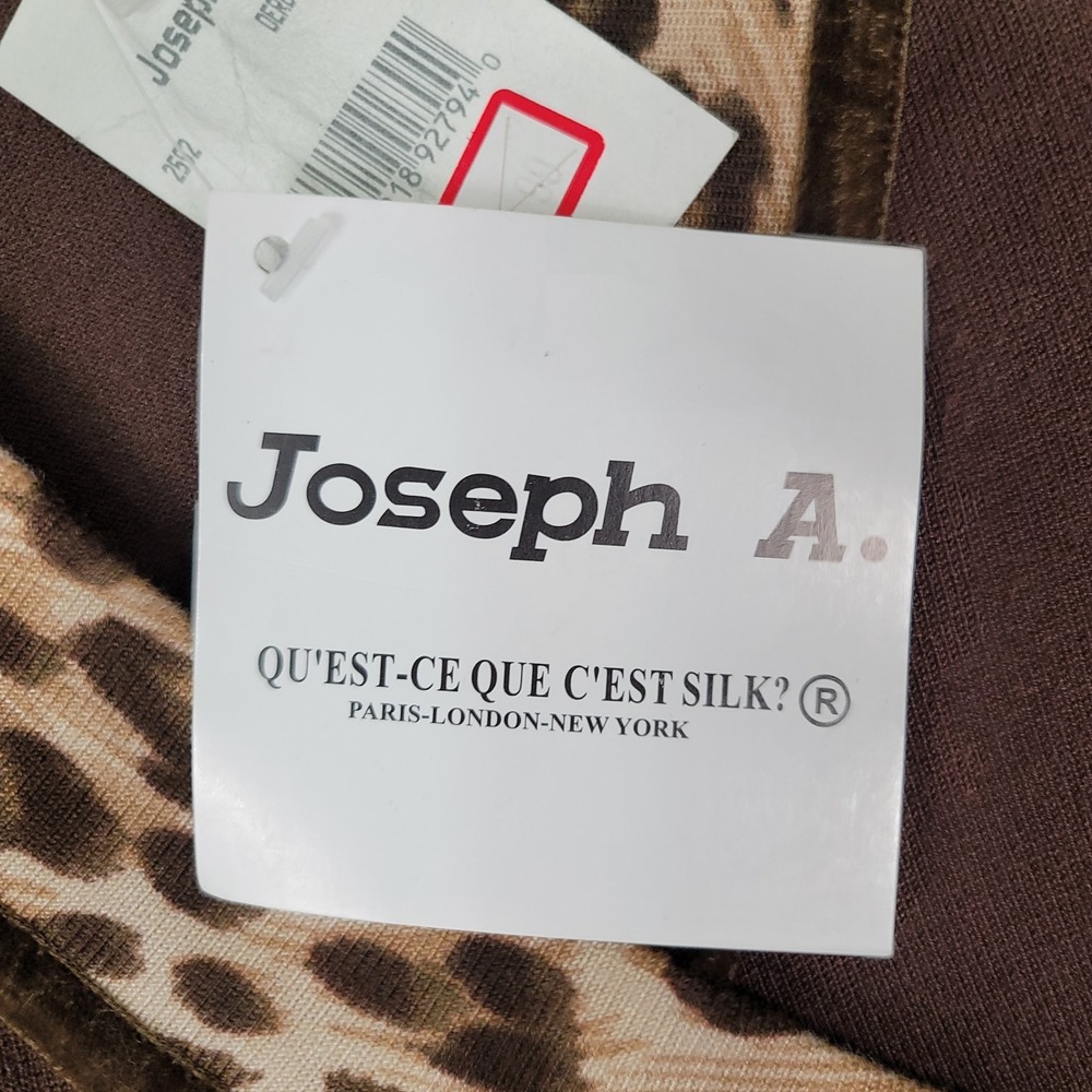 NWT JOSEPH A WOMEN'S TOP MEDIUM BROWN LEOPARD TRIM LONG SLEEVE KNIT BLOUSE NEW - Picture 7 of 16